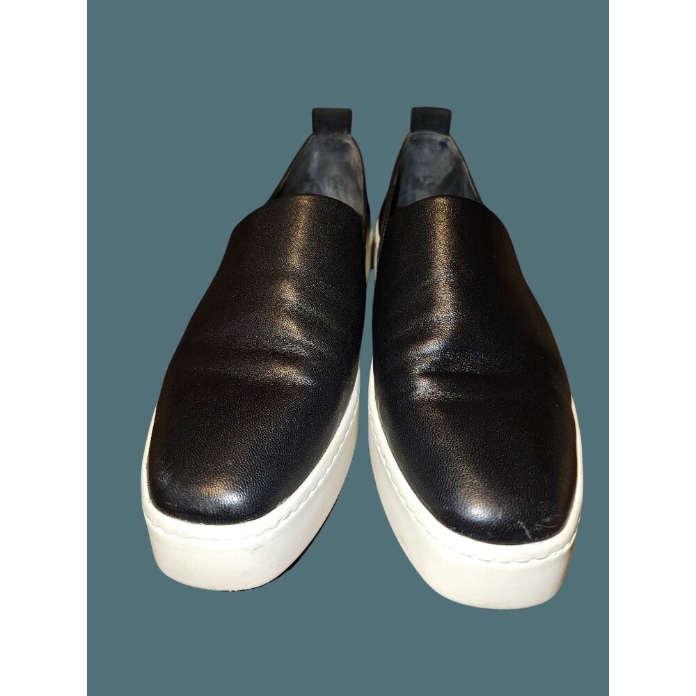 Vince Black Leather Saxon 2 Slip On Platform Sneakers Women 8 MEDIUM - Picture 9 of 13